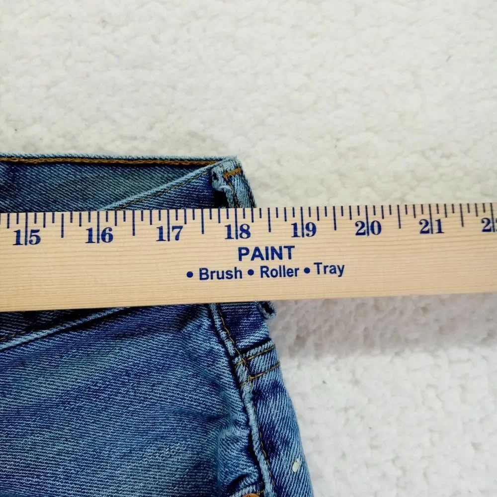 Levis 505 Jeans Mens 38x30 Straight‎ Cotton Denim Medium Wash Worn Cuffs Stains